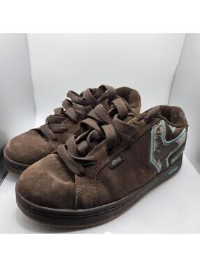 Y2K etnies DC Style Brown Blue Women's Skater Shoes Size 7 RARE Grunge